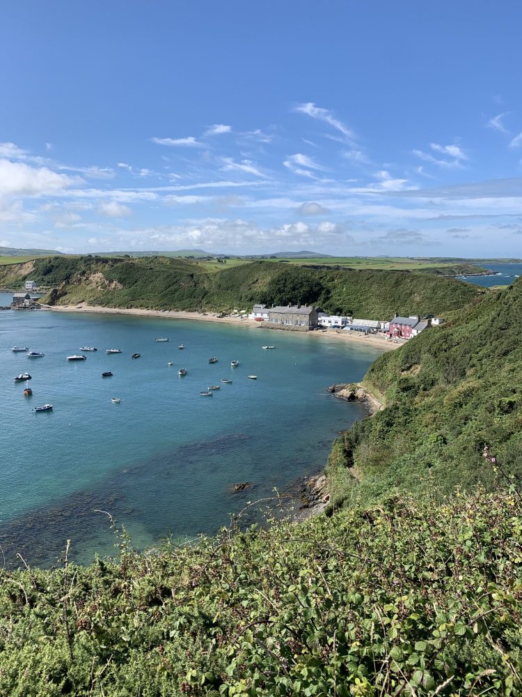 Porthdinllaen beach from above: one of North Wales' best sea swimming spots