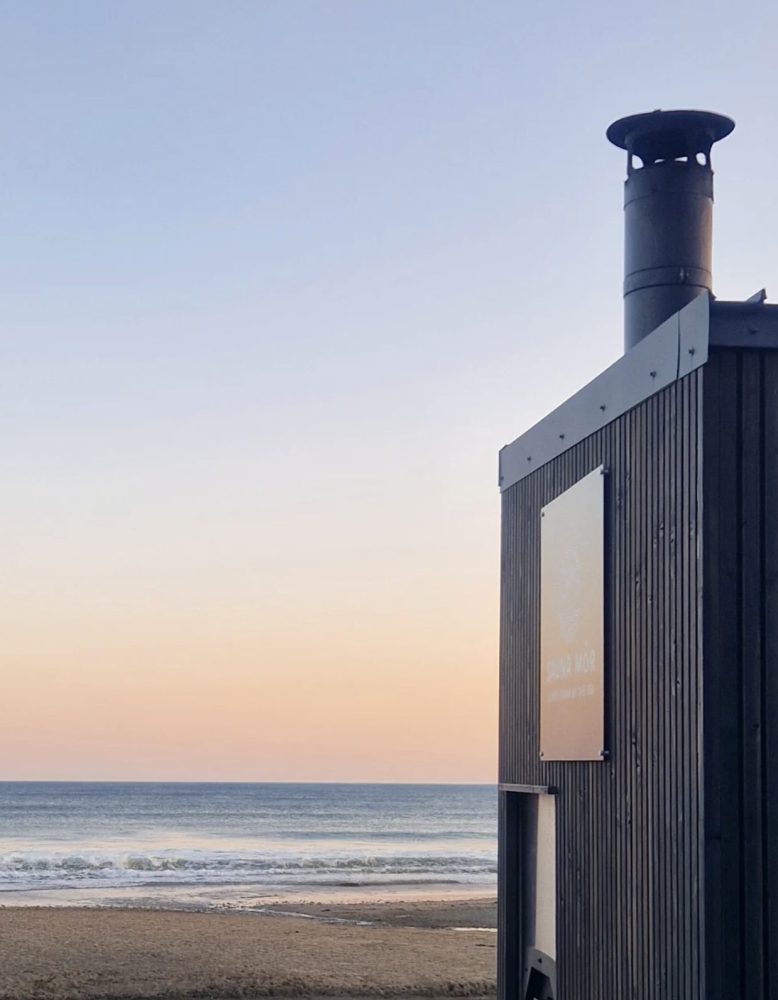 A summer sunset at Aberdaron's wood fired sauna, North Wales
