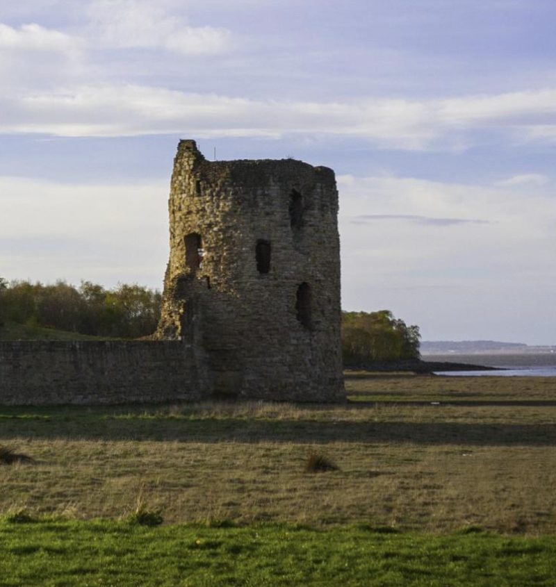 Flint Castle ruins overlooking the Dee Estuary, North Wales