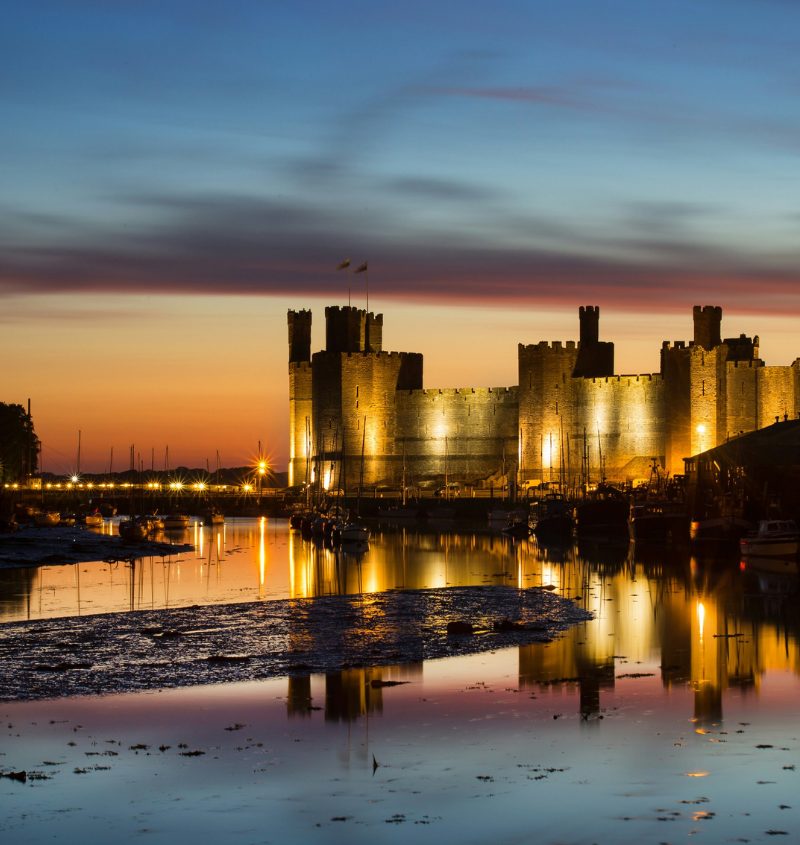 Caernarfon Castle medieval fortress on the mouth of the River Seiont, North Wales