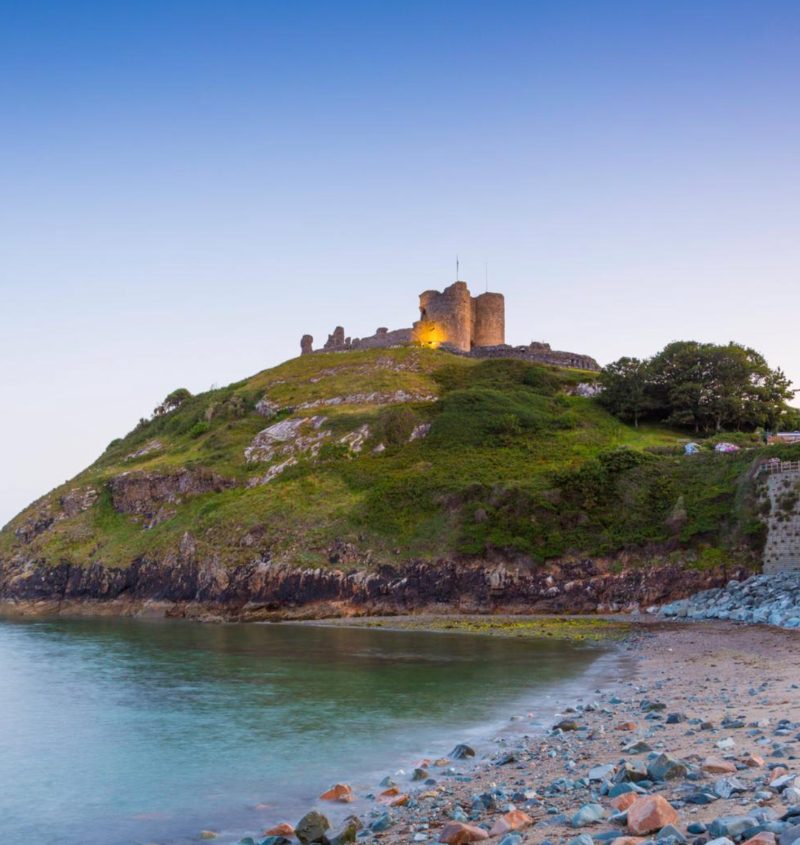Criccieth Castle on a rocky headland above Cardigan Bay on the Llyn Peninsula, North Wales
