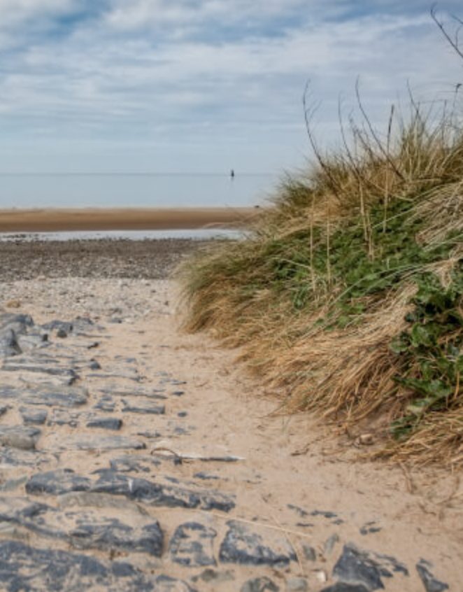 Dunes at Conwy Morfa beach near the medieval town of Conwy, North Wales - a wide, wild and quiet stretch of sand