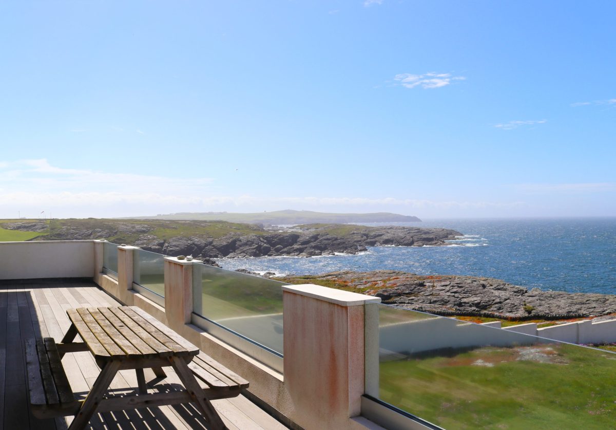 Sea View from Balcony of L'Horizon, a luxury Holiday Cottage on the Ravenspoint Headland Estate in Trearddur Bay, Anglesey, North Wales