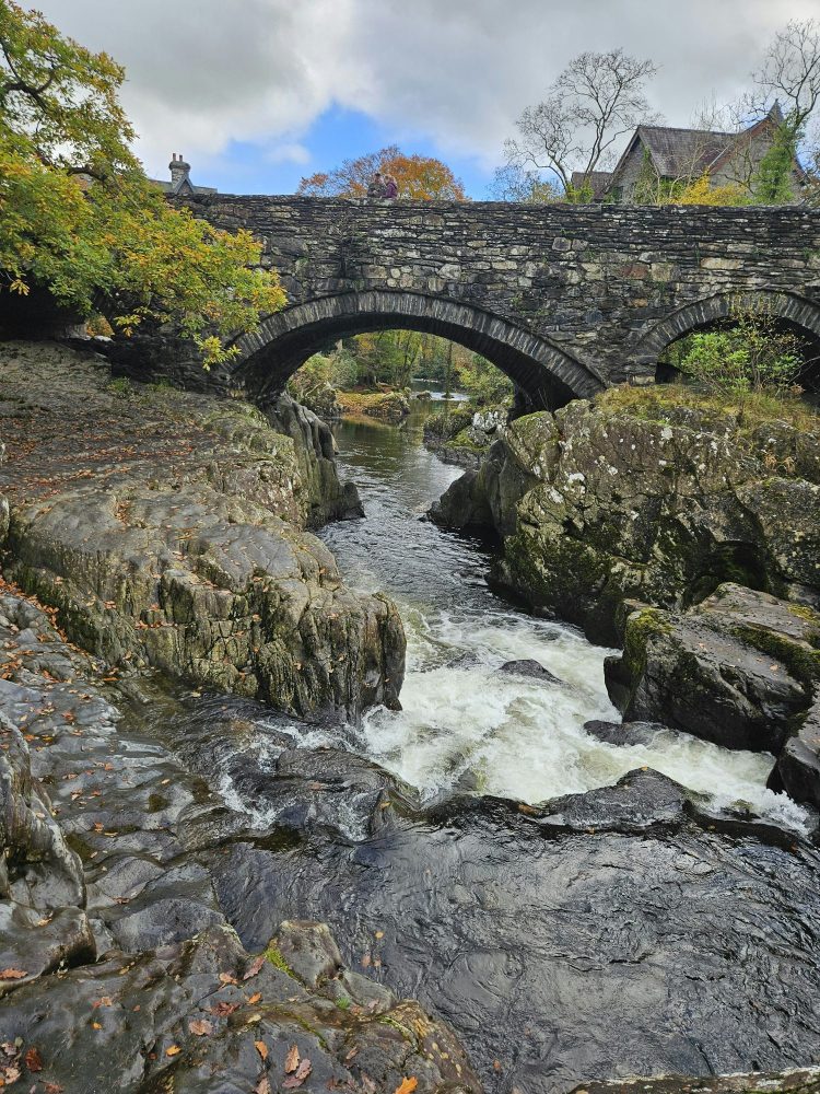 A river in Snowdonia flowing beneath a stone bridge