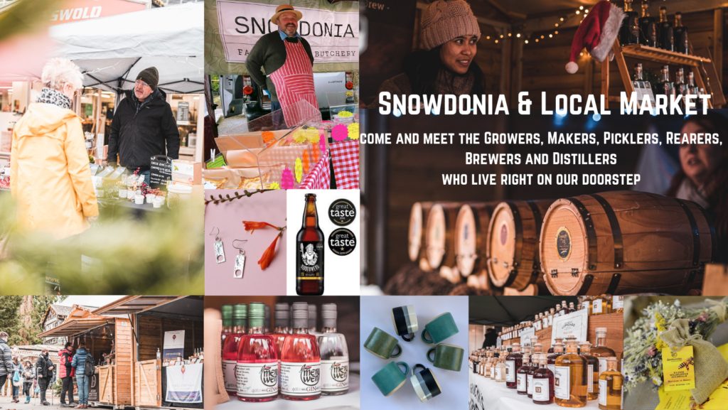 A collage of market stalls from the snowdonia local makers market